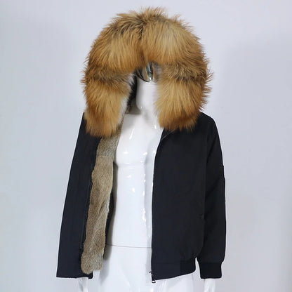 OFTBUY Waterproof Men Bomber Parka Winter Jacket Natural Real Raccoon Fox Fur Coat Collar Hooded Rabbit Liner Streetwear