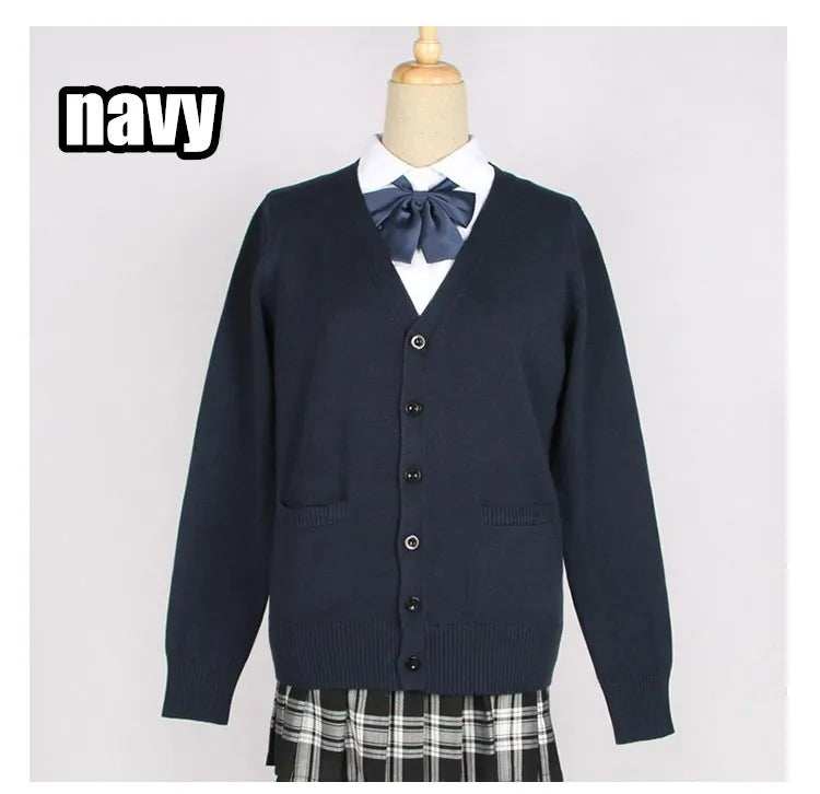 2020 Spring Cosplay School Uniform Sweater For Girls Women Long Sleeve Knitted Japanese Sailor Uniform Cardigans