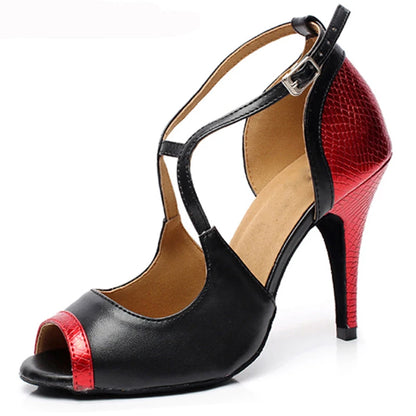 Latin Dance Shoes For Women Tango Salsa Dance Shoes for Girls High Heels 10cm Gold Red Summer Sandals for Women Dance Shoes