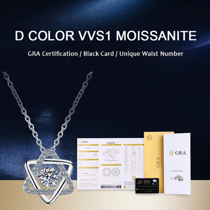14K White Gold Real GRA Moissanite Necklace For Women 925 Sterling Silver 0.5ct Lab Diamond Necklace Fine Jewelry