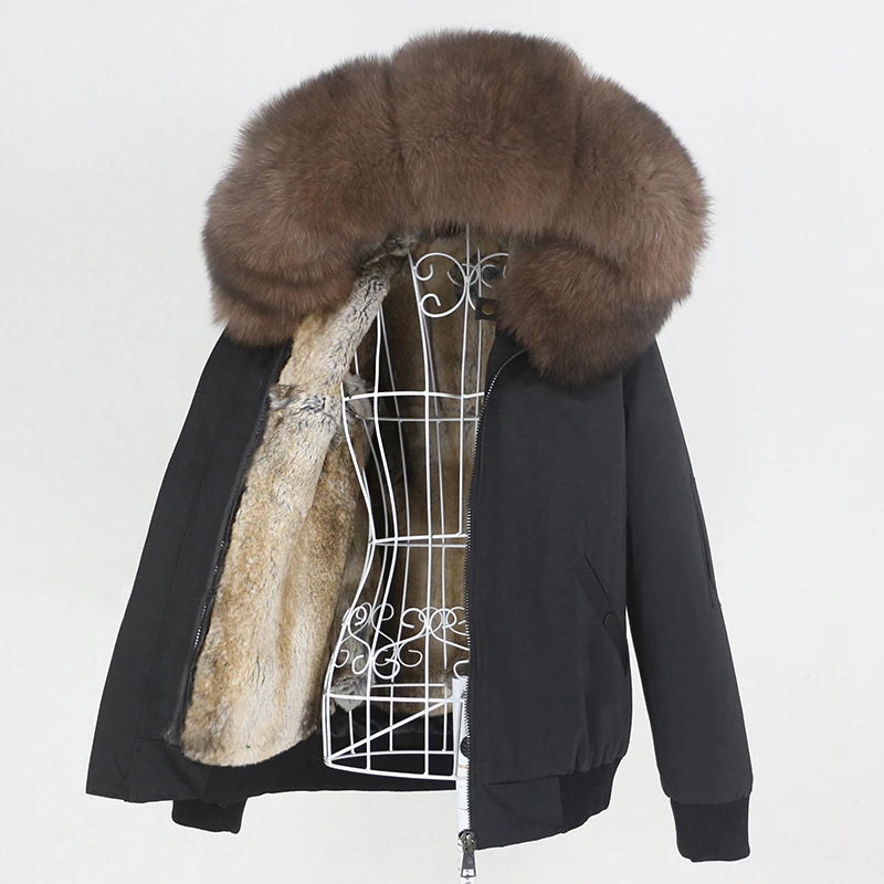 OFTBUY Waterproof Men Bomber Parka Winter Jacket Natural Real Raccoon Fox Fur Coat Collar Hooded Rabbit Liner Streetwear