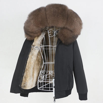 OFTBUY Waterproof Men Bomber Parka Winter Jacket Natural Real Raccoon Fox Fur Coat Collar Hooded Rabbit Liner Streetwear