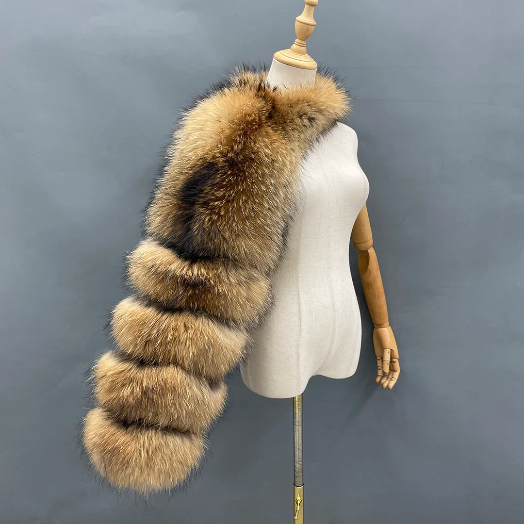 Fur Sleeve Women Fashion Luxury Real Fox Fur Coat Single Sleeve New Arrival