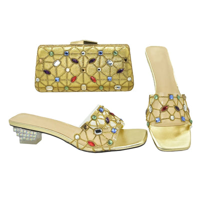 New Arrival Open Toe Shoes Clear Heels for Women Transparent Rhinstone Wedding Shoes Bride Women Shoe and Bag Set with Diamonds