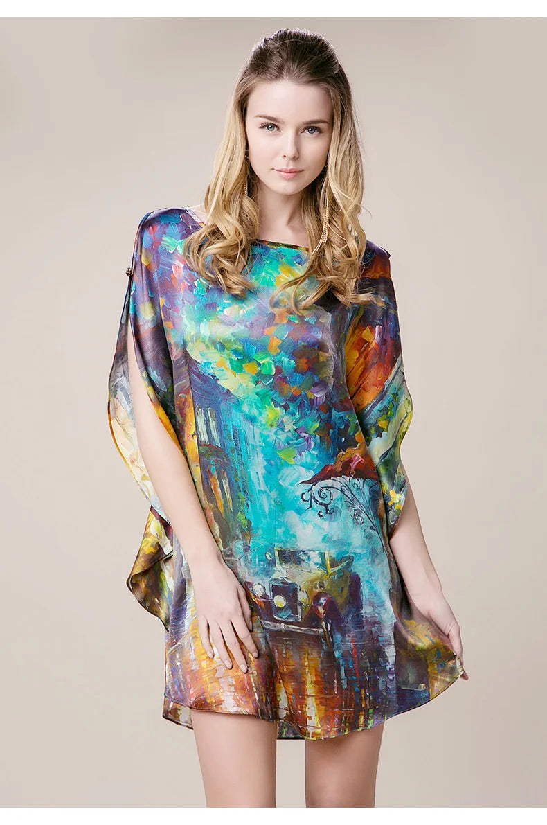 100% Mulberry Silk Nightgowns For Women  Long   Silk Nightdress  Real Silk sleepwear  Ladies Female   Gift Loose Large Free size