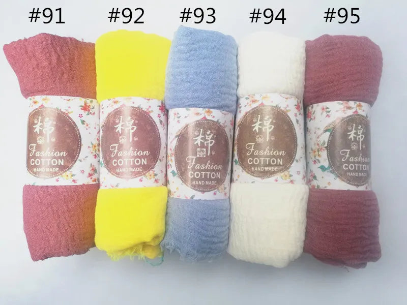 12pcs/lot Plain Wrinkle Wrap Cotton Viscose Long Shawl Scarf Women Crinkle Hijab Shawl Muslim Head Hijab scarf wholesale
