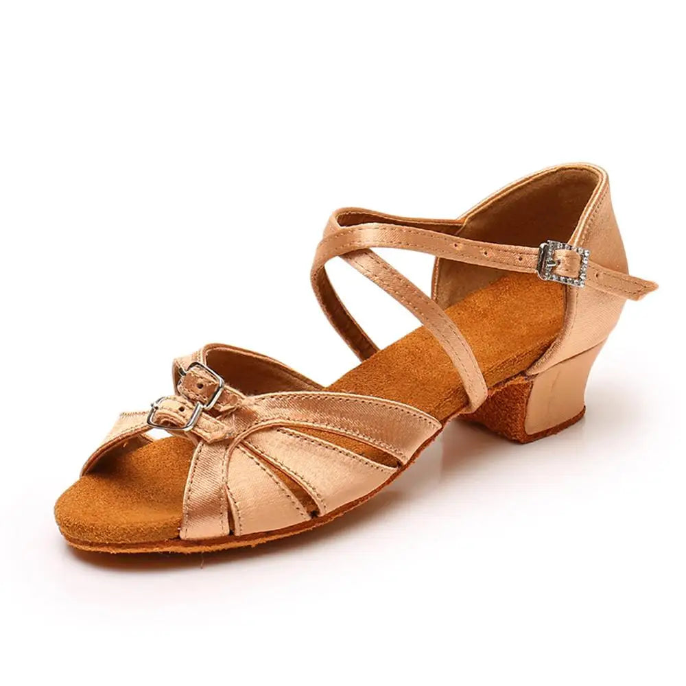 Children Dance Shoes for Girls Women Ballroom Latin Shoes Ladies Modern Tango Dancing Performance Shoes Salsa Sandals 3.5CM Heel