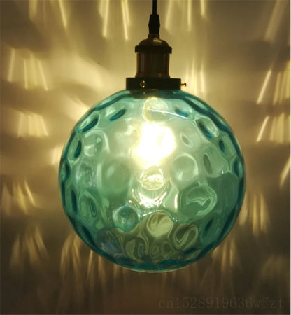 Modern LED Pendant Lights Blue Glass Ball Living Room Decor Home Decorations Kitchen Hanging Lustre Pendant Lamp Luminaria