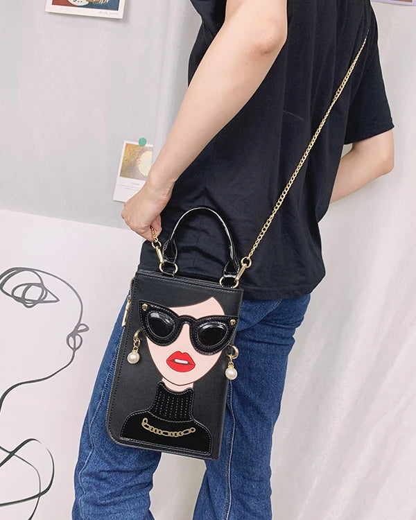 Sexy Lady Face Purses and Handbags for Women Fashion Designer Chain Shoulder Bag Party Clutch Funky Female Crossbody Bags 2022