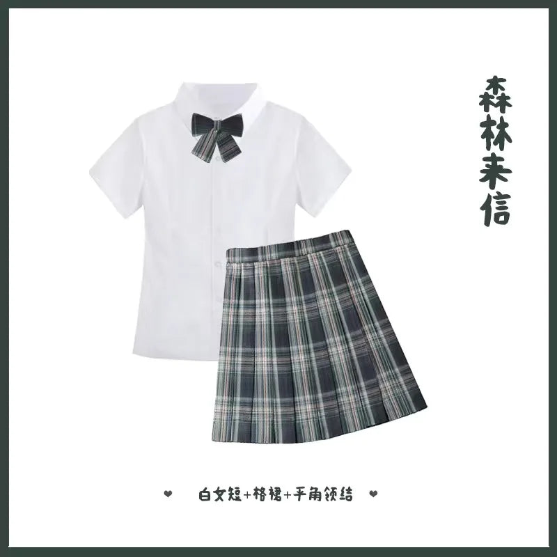 2024 Fashion Spring Autumn JK Uniform Jacket Three Buttons Suit Jacket College Style Female Student Suit Long Sleeves Green