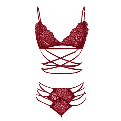 Sexy Lingerie Pornos Suit Corset Bandage Push Up Lace Bra Tops Panties Underwear Set Sleepwear Pajamas Erotic Costume Intimates