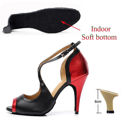 Latin Dance Shoes For Women Tango Salsa Dance Shoes for Girls High Heels 10cm Gold Red Summer Sandals for Women Dance Shoes