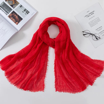 2026 Muslim Fashion Women Crinkle Hijab Scarf Soft Solid Head Scarves Turban Shawls and Wraps Hijab femme musulman kopftuch