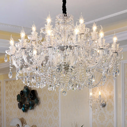Modern European Style Gold/Silver Clear Crystal Chandelier K9 Hanging Light Fixture Clear Crystal Home Lighting Decor