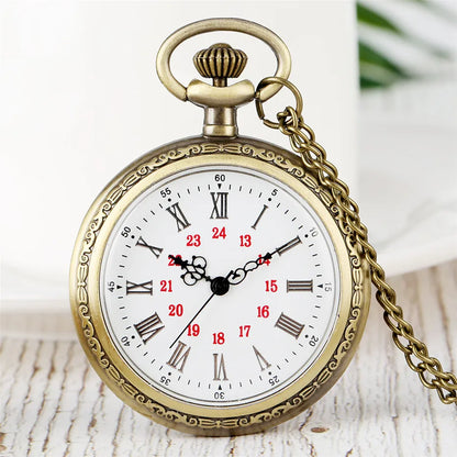 Bronze Retro Roman Numerals Display Quartz Pocket Watch Vintage Pendant Clock for Men Women Fob Sweater Chain / Hanging Chain