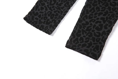 Shestyle Leopard Transparent Jumpsuits Women Skinny Back Zip Mock Neck Black Sexy 2021 Hot Animal Print Slim Clubwear Fitness