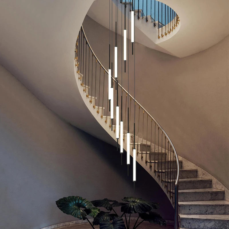 Led Pendant Light Golden Black Long Line Hanging Long Branch Chandelier Compound Attic Living Room Staircase Lighting Chandelier