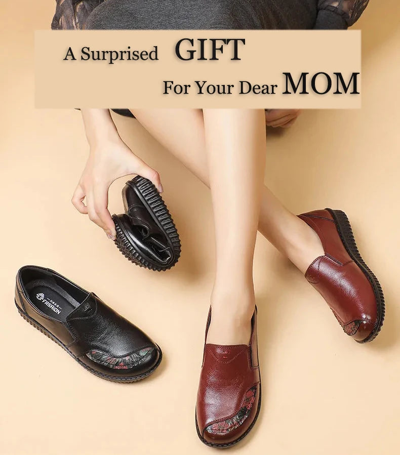 Genuine Leather Ballet Flats Shoes Women Vintage Luxury High Quality Loafers Women's Moccasins Casual Elegant Ladies Wide Shoes