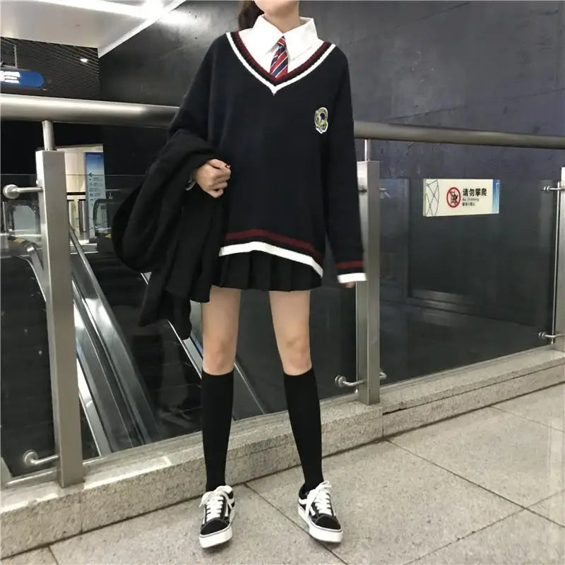 Autumn High Quality Japanese Style Students School Uniform Girls Women Sweater Long Sleeve JK School Uniforms Cardigans 6 Colors