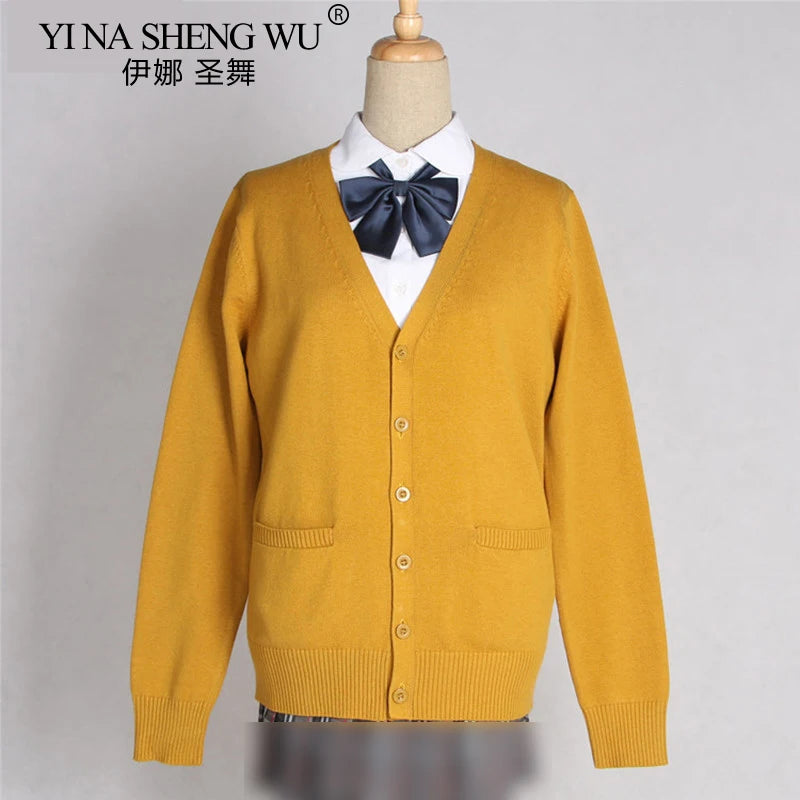School JK Uniform Sweater Coat Anime Cosplay Costumes Cardigan Outerwear Sweater 16 Colour Long Sleeve Knitting Coat For Girls