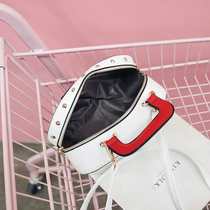 Vintage Radio Women Handbags Designer Chic Shoulder Bags Luxury Pu Leather Rock Female Crossbody Messenger Bag Personality Purse