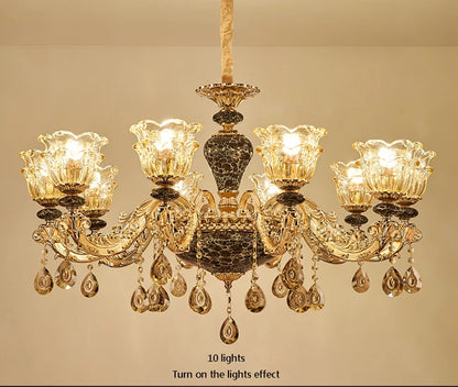 French Luxury Crystals Chandelier Living Room Bedroom Lamps Atmosphere Minimalist Ceramic Bedroom Crystal Lamp Villa Light Stair