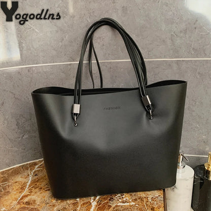 Solid Color Women's PU Leather Handbag and Purse Luxury Large Capacity Fashion Shoulder Bags Female Designer Shopping Tote Bags