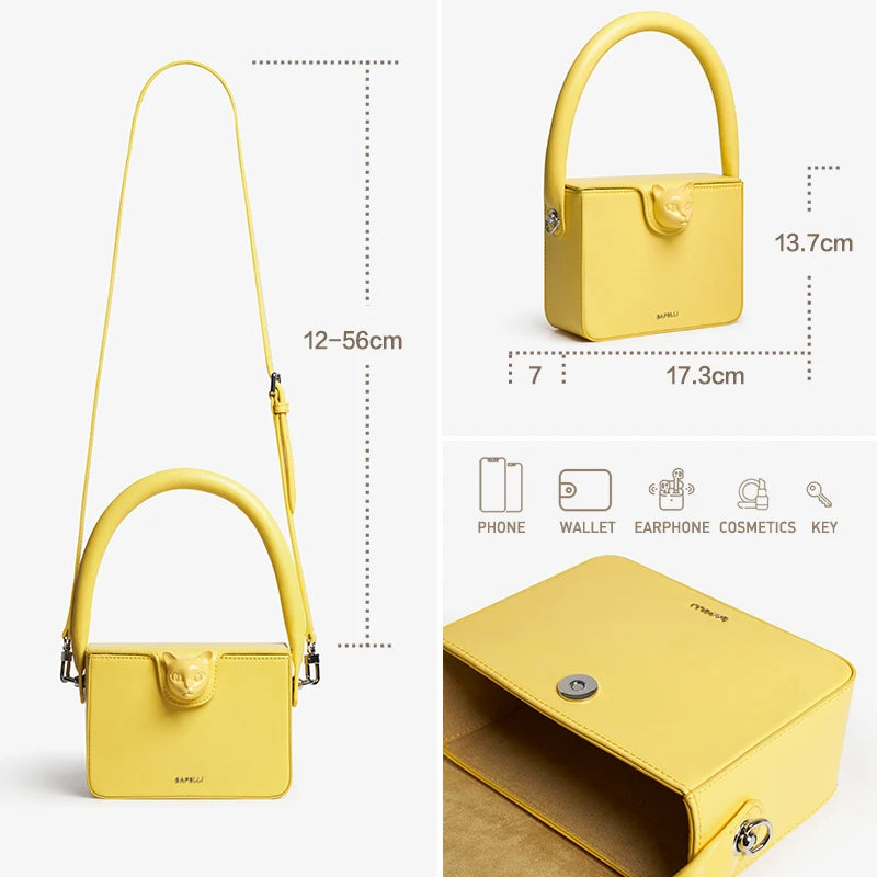 BAFELLI 2026 BAGS FOR WOMEN'S HANDBAG FASHION TREND BOXY LUXURY DESIGNER BRAND GENUINE LEATHER ORIGINAL FLAP PURSE EVENING CAT