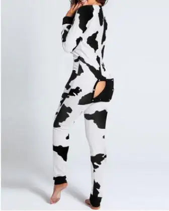 Sexy Pyjama Women's Jumpsuit Suit Button-down Front Back Butt Bum Open Ass Flap Jumpsuit Loungewear Christmas Print Buttoned NEW