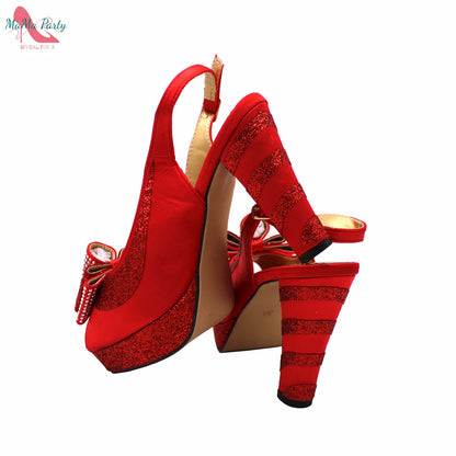2024 High Quality Fashion Nigerian Women Shoes Matching Bag Set in Royal Blue Color Specials Design with Appliques for Party