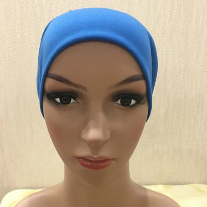 H065 plain tube hats Muslim Turban Pure Color Stretch Inner Hijabs For Caps Ready To Wear Women Head Scarf Under Hijab Bonnet