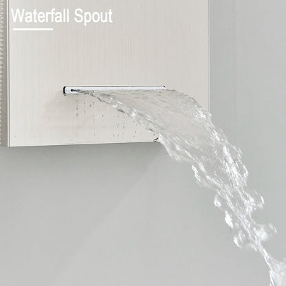 LED Light Shower Panel Waterfall Rain Digital Display Shower Faucet Set SPA Massage Jet Bathroom Column Mixer Tap Tower System