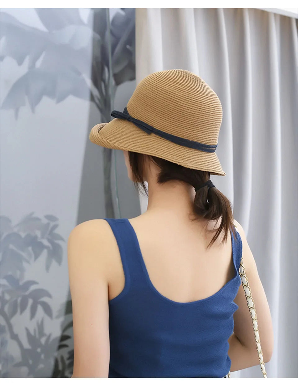 Women's summer hat Women's bucket hat Straw hat beach hat ceremony women's hats spring 2021 belt  visor sun protection hat