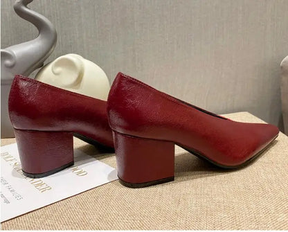 Sandals Luxury Brand Sexy Dress Shoes Elegant Chunky High Heeeled Pumps Sexy Pointed Toe Evening Shoes Women Shoes V Cut Shoes