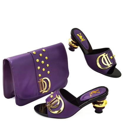 2023 Italian Design Summer Rhinestone Party High Heel Sandals for Nigerian Women Fashion High Quality Wedding Shoes and Bags