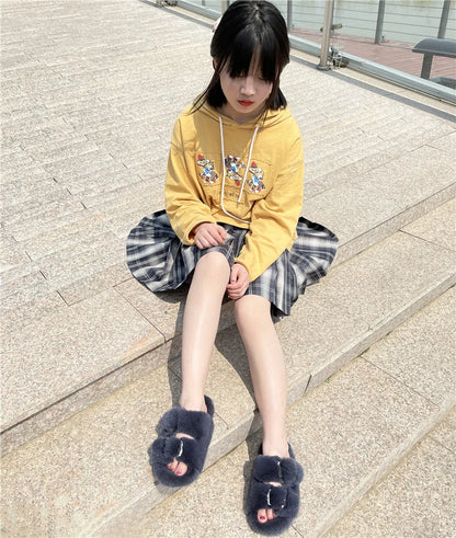Slippers Ladies Summer Fluffy Mink Fur Slippers 100% Mink Fur Slippers Ladies Sandals 2021 Home Slippers Girls Outdoor Slippers