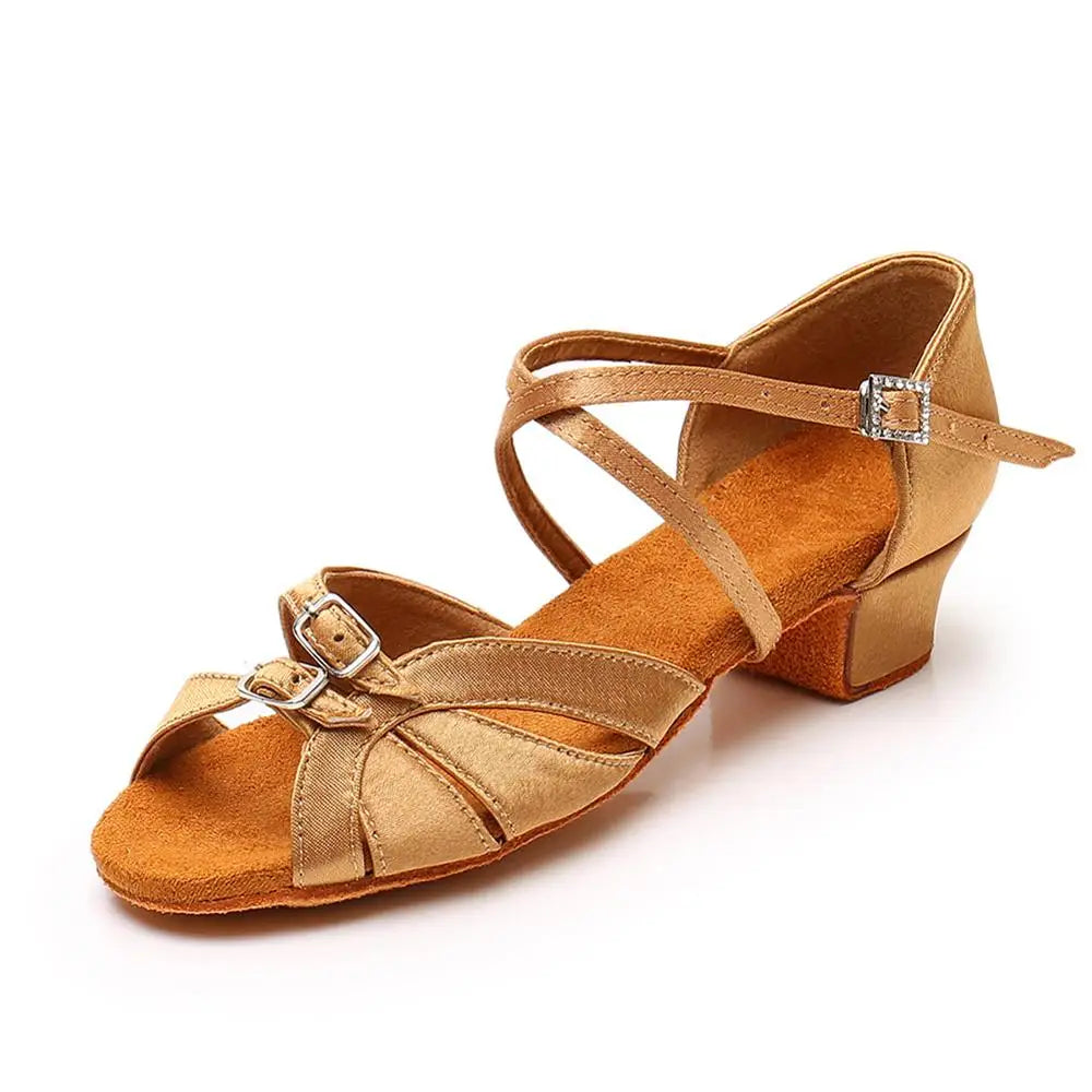 Children Dance Shoes for Girls Women Ballroom Latin Shoes Ladies Modern Tango Dancing Performance Shoes Salsa Sandals 3.5CM Heel