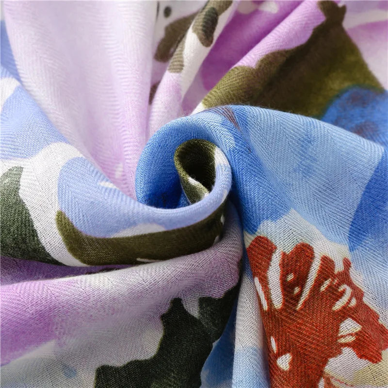 2026 Luxury Brand Ink Painting Floral Tassel Viscose Shawl Scarf Lady High Quality Pashmina Hijab and Wraps Foulard Muslim Sjaal