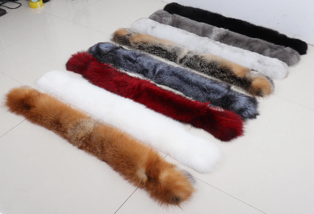New Winter Lady Natural Luxury Real Fox Fur Scarf Shawl Full Pelt Warm Soft 100% Genuine Fox Fur Scarves Women Real Fur Muffler