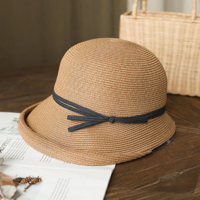 Women's summer hat Women's bucket hat Straw hat beach hat ceremony women's hats spring 2021 belt  visor sun protection hat