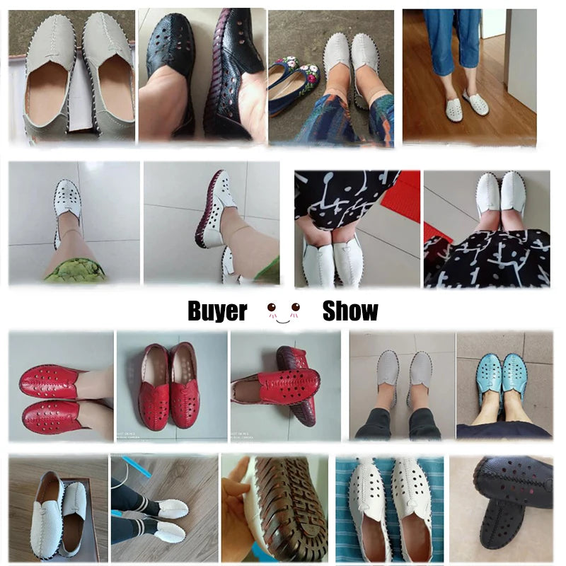 Genuine Leather Ballet Flats Shoes Women Vintage Luxury High Quality Loafers Women's Moccasins Casual Elegant Ladies Wide Shoes