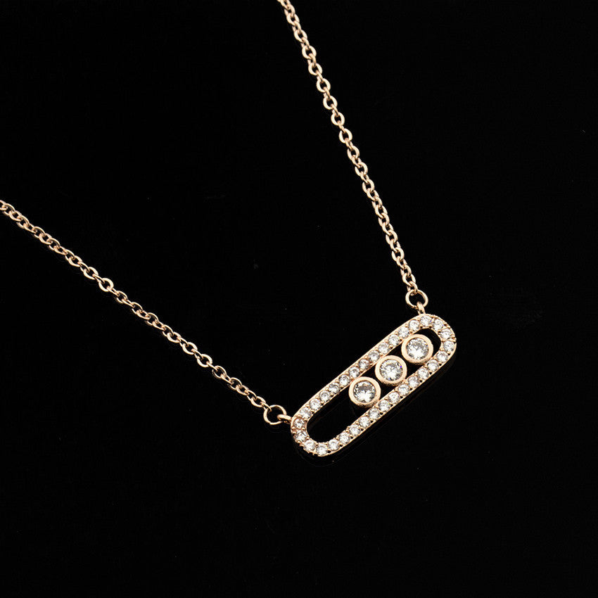 Factory direct Korean creative simple charming zircon two-color necklace jewelry Joker three-color optional