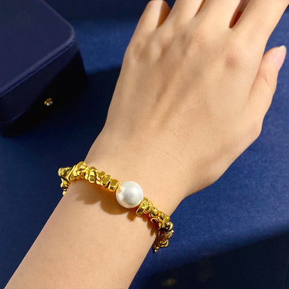 Broken Silver Bracelet Women's Niche Design Ins Light Luxury Beads Copper Gold Plated Bracelet Geometric Hand Gifting Jewelry