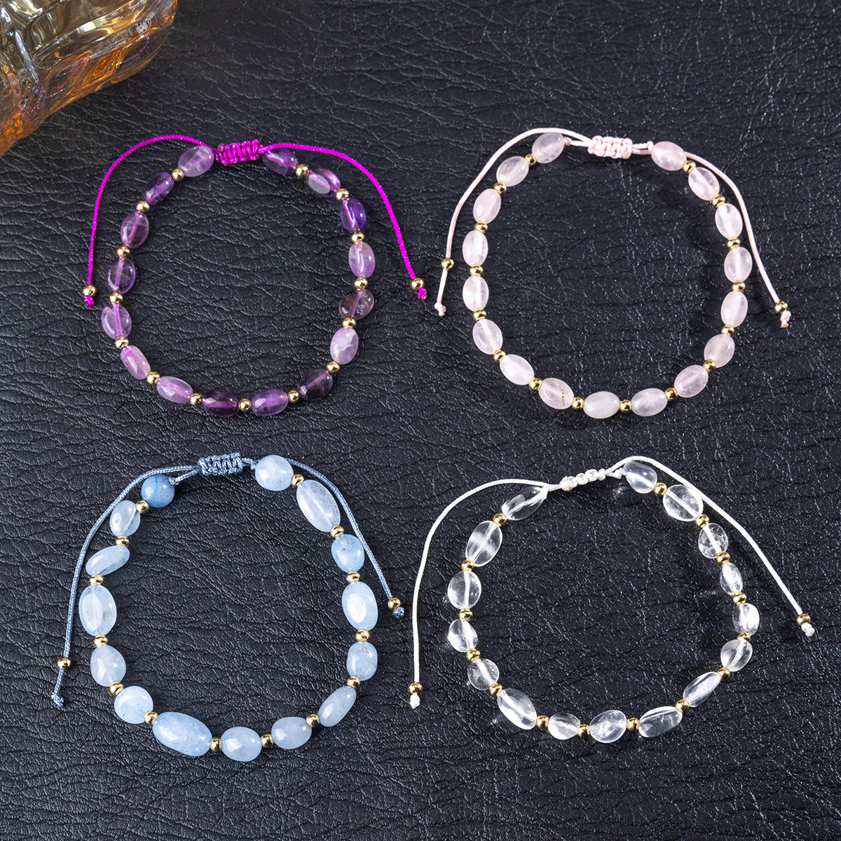 Zhuhang Jewelry Cross-Border New Natural Stone Irregular Bracelet Adjustable Braided Rope Bracelet