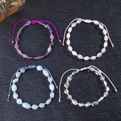 Zhuhang Jewelry Cross-Border New Natural Stone Irregular Bracelet Adjustable Braided Rope Bracelet