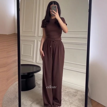 Women Cardigan Vest Wide Leg Pants 3 Piece Sets Top Long Coat Trousers Suit Office Lady Ensemble Spring Summer 2026 Outfits