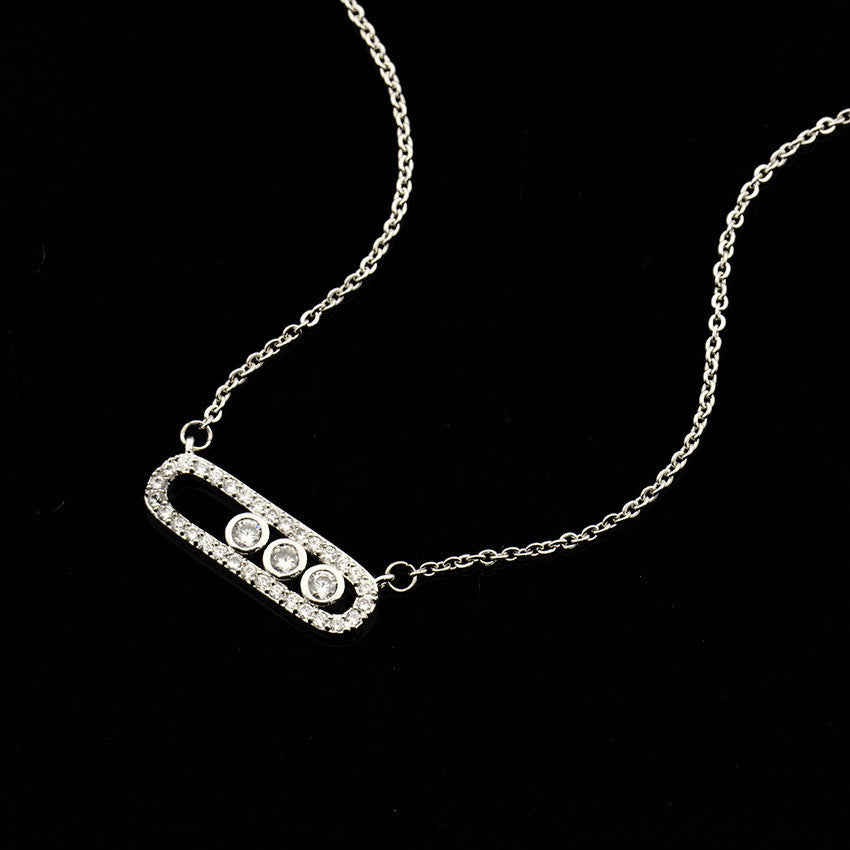 Factory direct Korean creative simple charming zircon two-color necklace jewelry Joker three-color optional
