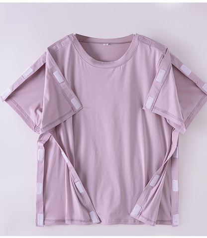Summer patient care clothing easy to put on and take off hospital gown short sleeve cotton middle-aged and elderly medical clothing fracture clothing wholesale