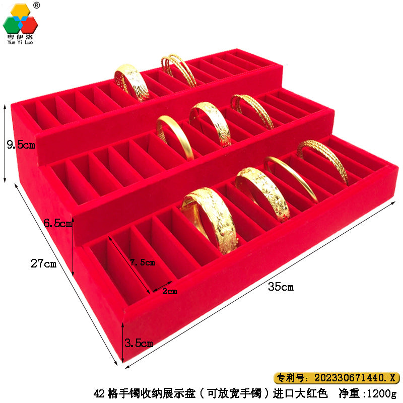 Ice Flower Velvet Jewelry Box Display Plate Ring Bracelet Trapezoidal Jewelry Display Stand Gold and Silver Jewelry Props