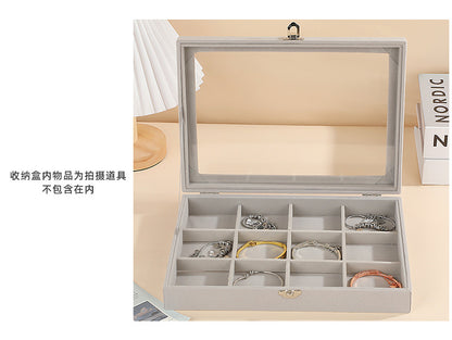 New Jewelry Box Large Capacity Flannel Jewelry Box Ring Necklace Earrings Storage Box Advanced Portable Dust-proof Box